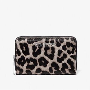 Michael Kors Small Leopard Print Calf Hair Wallet